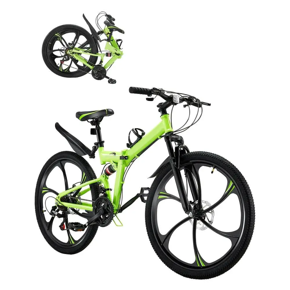 

26-дюймовый складной горный велосипед с полной подвеской, 21 трансмиссия, удобные дисковые тормоза, рама из высокоуглеродистой стали для взрослых