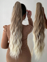 Claw Ponytail Extensions Hair 26 Inch Long Water Wave Hair Heat Resistant Fiber Synthetic Hairpiece For Women Girls Party Daily
