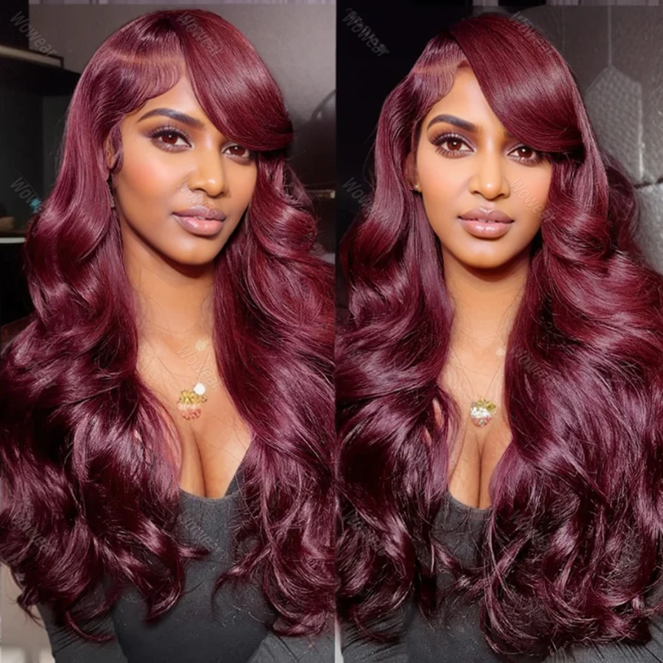 Red Color Body Wave Burgundy wigs 200 Density 13x4 HD Transparent Lace Front Human 100% Natural Brazilian Hair Frontal Wigs