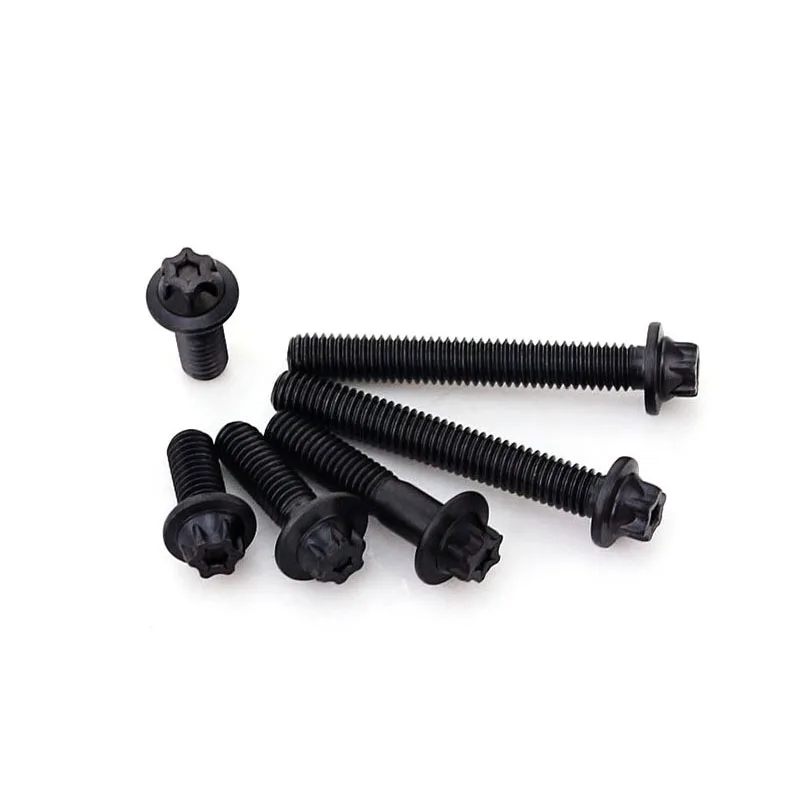 Grade 12.9 Hexagon Bolt External Torx Head Flange Screws M5 M6 Black Profile Flange Head Bolt 20Pcs