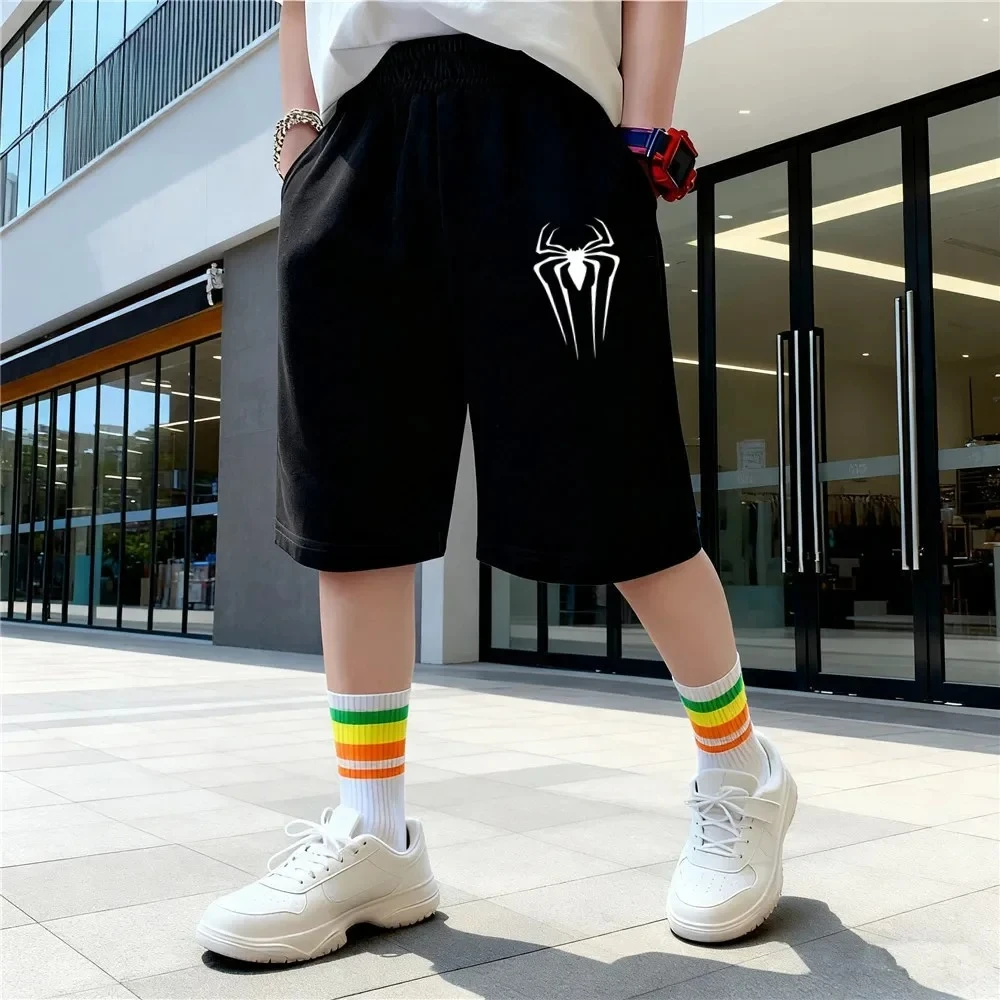 Trendy Spider Printed Shorts Boys' Summer Casual Fashion Loose and Comfortable Five-point Pants Teens Sweatpants