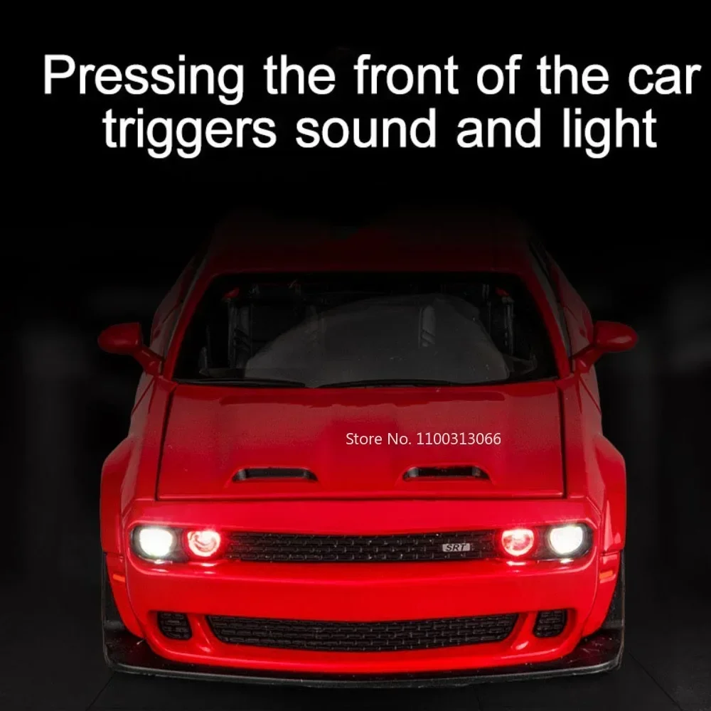 1/32 Scale Challenger SRT Demon Car Toy Alloy Diecast Sports Car Model with Light Sound Car Model Toys for Kids Gift Collection