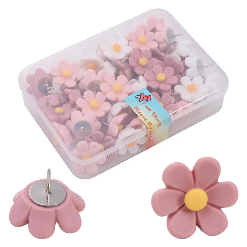 20/30/50 pçs portátil criativo seis-pétalas flor pushpins foto decoração da parede placa de resina push pin reutilizável diy polegar tachas cortiça