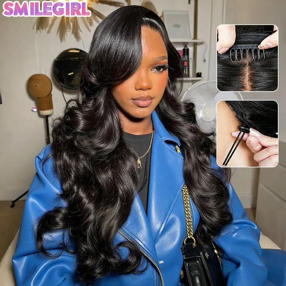 3In1 3In1 Body Wave Half Wigs Human Hair Seamless Wear And Go Natural Color Quick Install Beginners Friendly Easy Install Drawstring Half Wigs Machine Wig - Aliexpress Deal