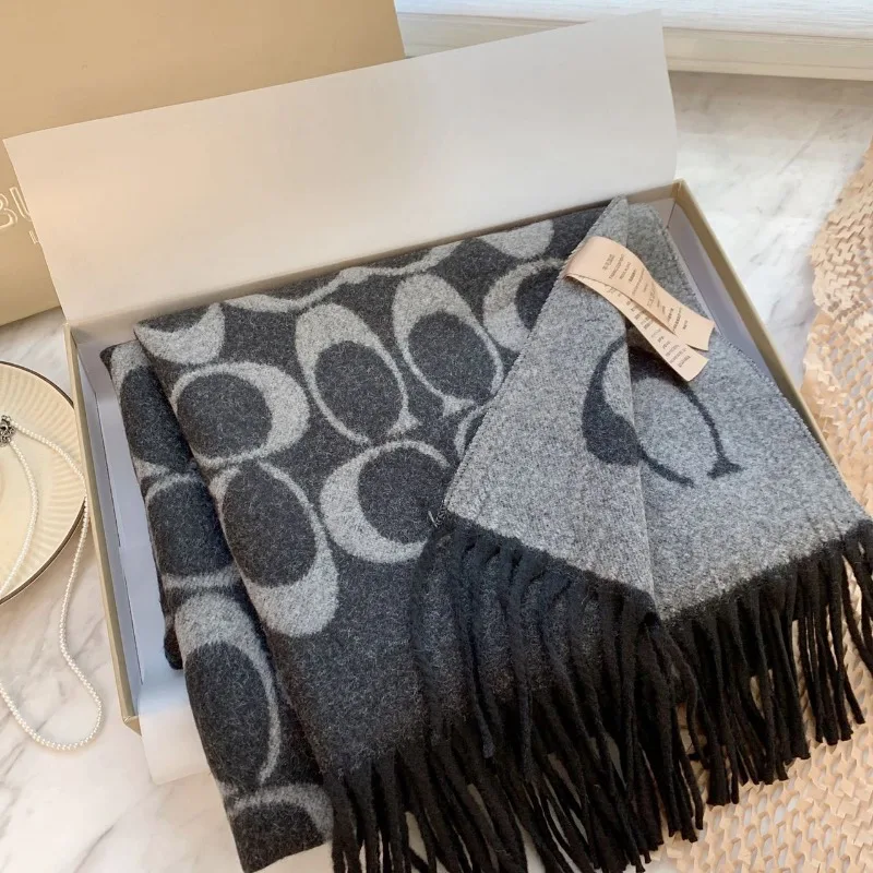 الراقية الكلاسيكية إلكتروني نمط هندسي تقليد شال فرو الأرنب وشاح متعدد الاستخدامات شرابة الخريف والشتاء الدفء تنوعا