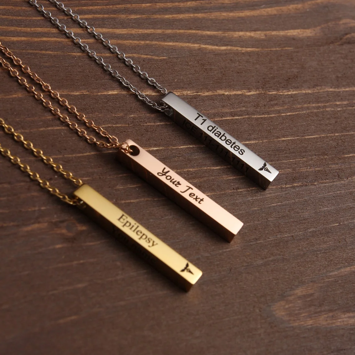 شخصية تنبيه طبي قلادة الفولاذ المقاوم للصدأ مرض السكري التوحد قلادة بار علامة الهوية الطبية محفورة الملحقات الإسعافات الأولية