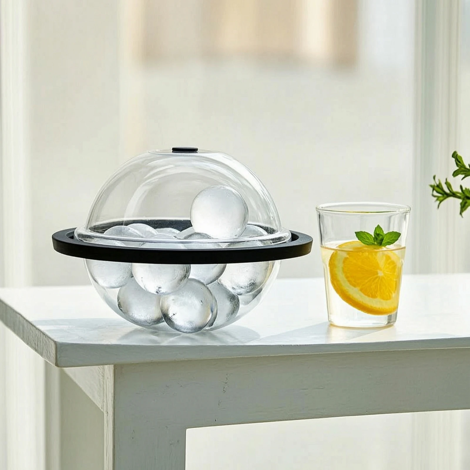 Leakproof Beverage Container Clear Spherical Cup with Silicone Straw Hermetico Globe Drink Holder for Summer Cocktails view 6