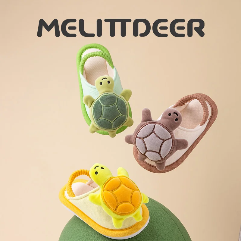 

MELITTDEER Kids Slippers for Boys, Soft and Comfortable Indoor Turtle Slippers Use, Ideal for Fall and Winter Cotton Slippers