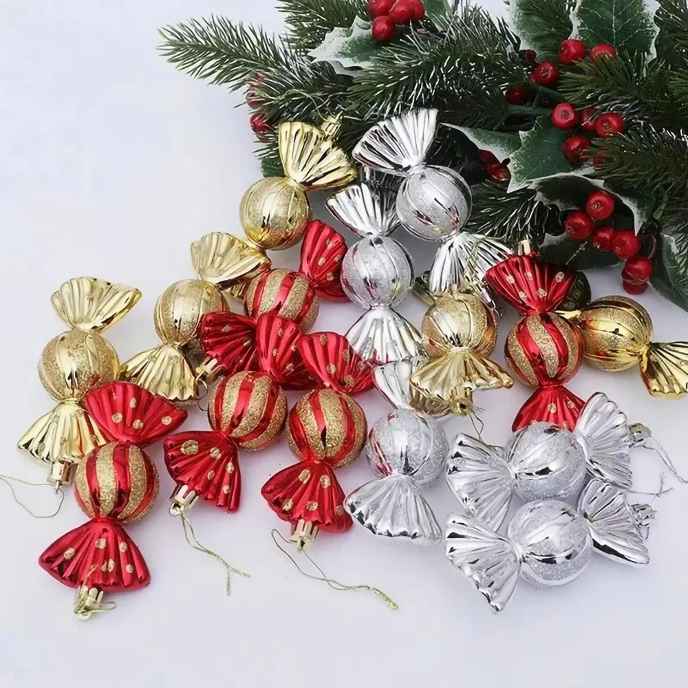 6 stücke Weihnachten Lutscher Zuckerstange Anhänger Weihnachten Baum Hängende Kugel Ornamente Weihnachten Dekorationen für Haus 2025 Neue Jahr Geschenk