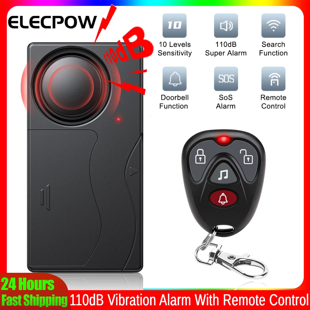 Elecpow 110dB Alarm Wibracyjny Antywłamaniowy z Pilotem Zdalnego Sterowania Alarm Antykradzieżowy do Roweru Motocykla Bezpieczeństwo Domu