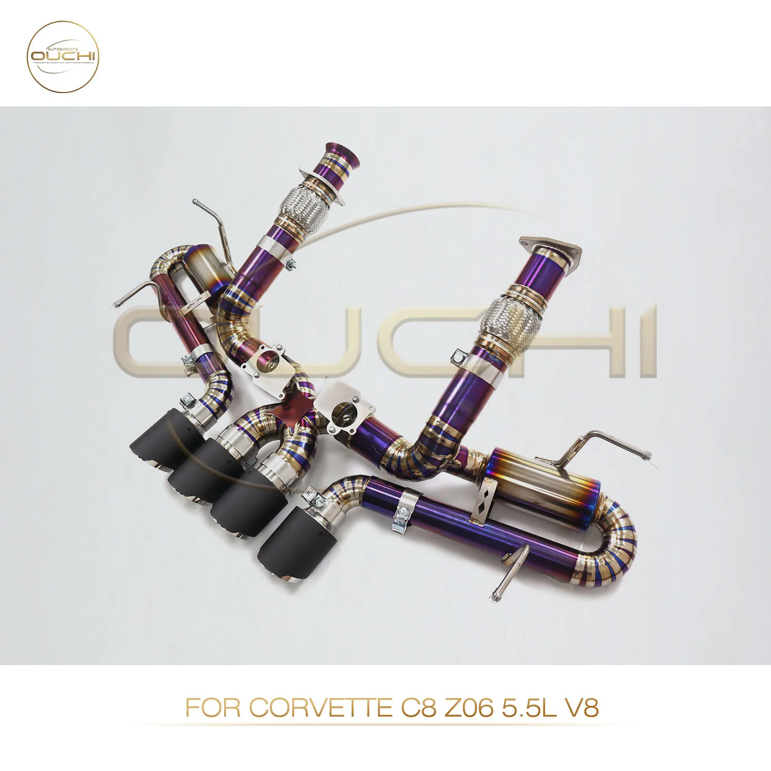 

OUCHI Exhaust Catback for Corvette C8 Z06 5.5L V8 Baked Purple Titanium Muffler OEM valve base Lossless installation