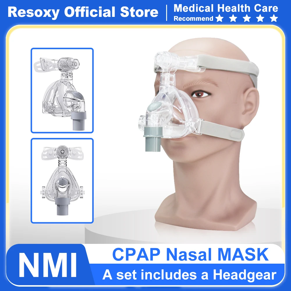 Resoxy CPAP Nasal Mask with Headgear Light Cpap Nasal Mask Silicon Material Comfort Nasal Mask for Auto CPAP Sleep Snoring Apnea