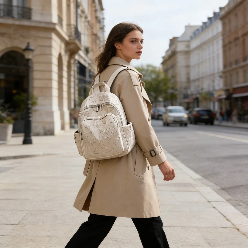 

Рюкзак с геометрическим ромбовидным узором, вместительный, для путешествий, повседневный, универсальный, для женщин и мужчин