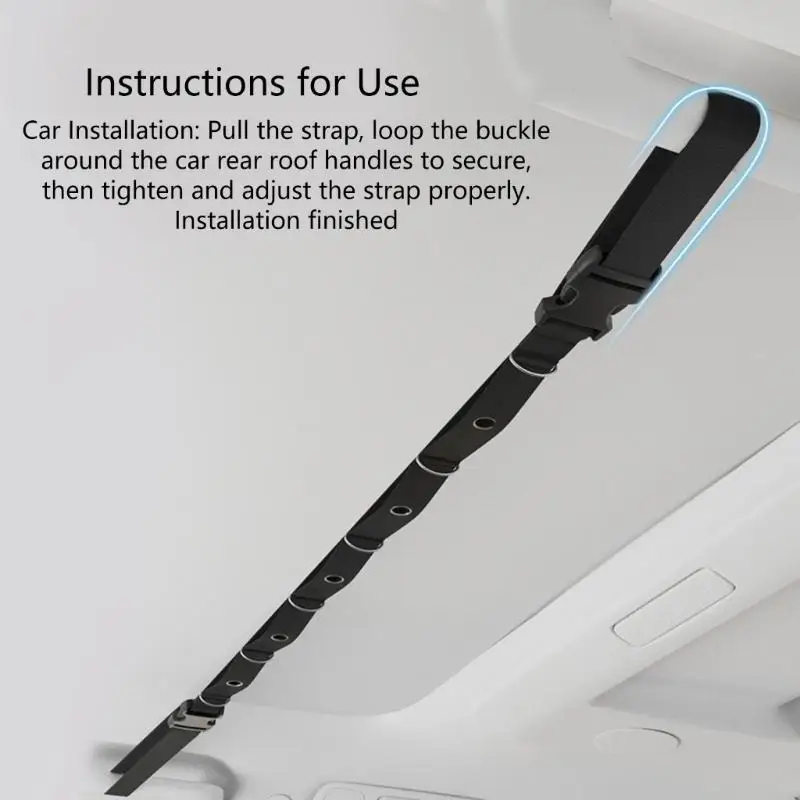 Vehicle Garment Hanging Strap, Nylon Clothesline Campsite Storage Strap for In-Car Clothing Use During Daily Travel D7YA