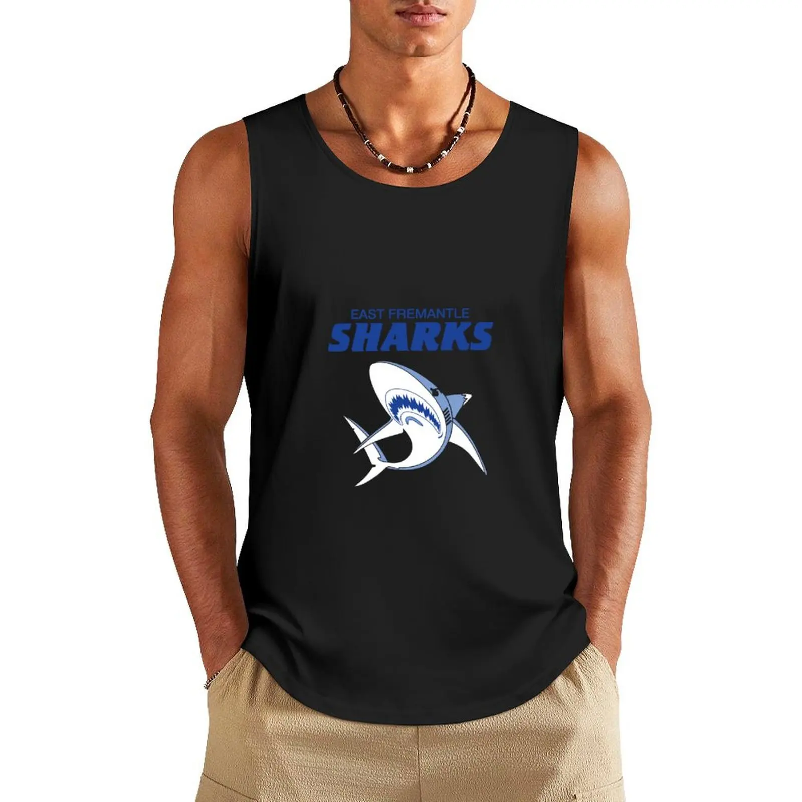 New-East-fremantle-sharks-logo Tank Top Men's clothing brands summer T-shirt men gym clothing