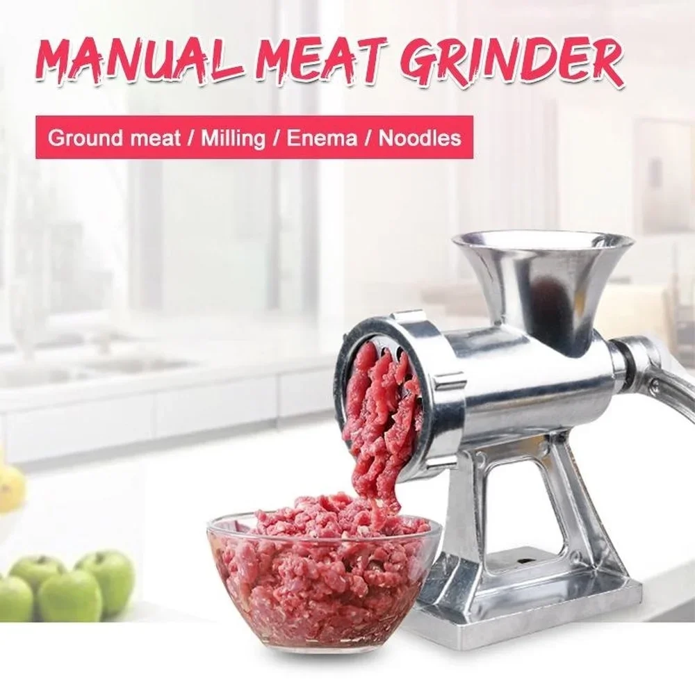 Aluminium Alloy Hand Operate Manual Meat Grinder Sausage Beef Mincer Crank & Tabletop Clamp Kitchen Home Tool