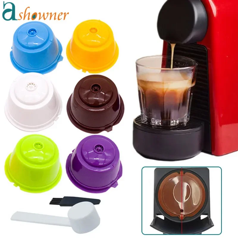 Reusable Coffee Capsule Filter Cup for Nescafe Dolce Gusto + Spoon - Refillable Caps for Coffee or Tea