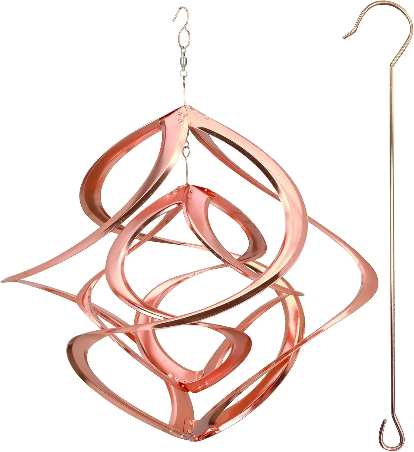 

14-дюймовый медный ветряной спиннер с двойной спиралью, роскошный садовый декор с прочным крючком