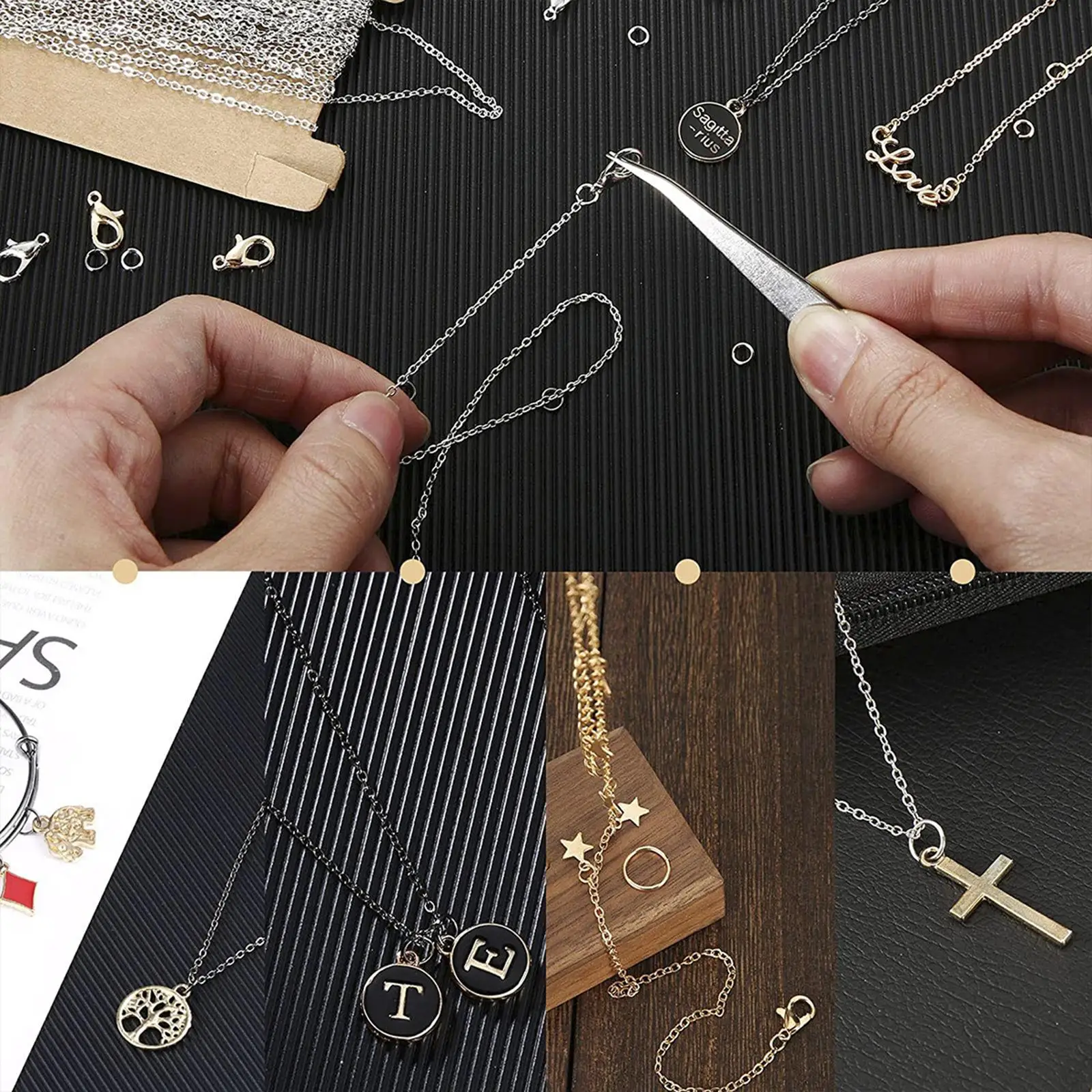 

6 Colors Necklace Chains Jewelry Making Chains with 6 Colors Open Jump Rings And