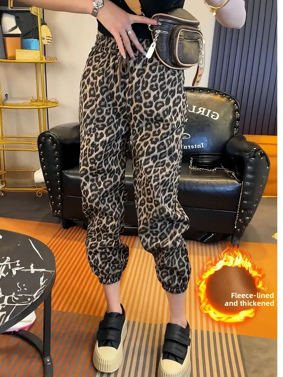 

Новые осенне-зимние женские брюки больших размеров с флисовой подкладкой в стиле Харадзюку, теплые повседневные свободные модные спортивные брюки