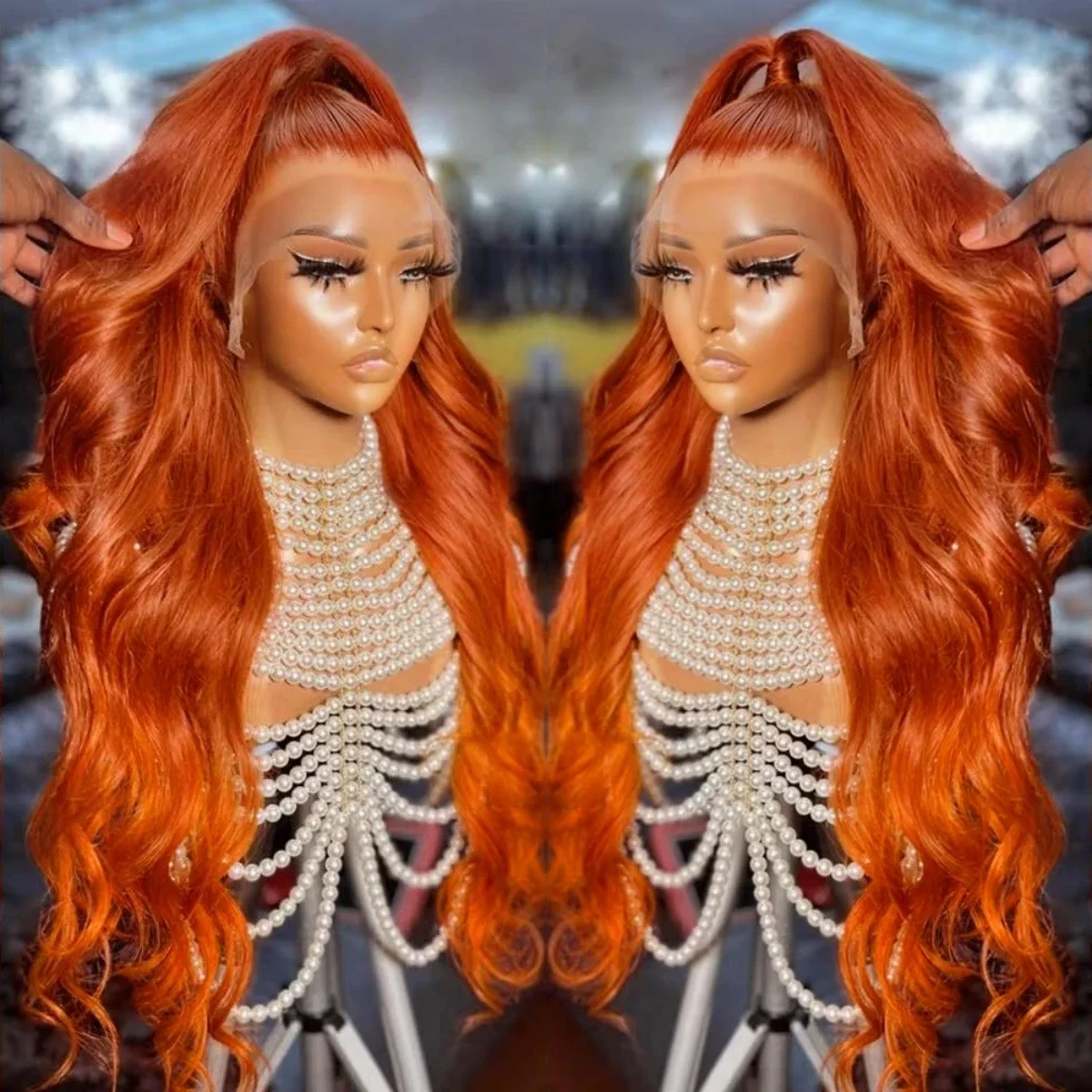 على التخليص الزنجبيل البرتقالي 13x6 HD الجسم موجة الدانتيل الجبهة الباروكات 100% شعر الإنسان 30 بوصة غلويليس باروكة من شعر طبيعي ملونة قبل قطعها