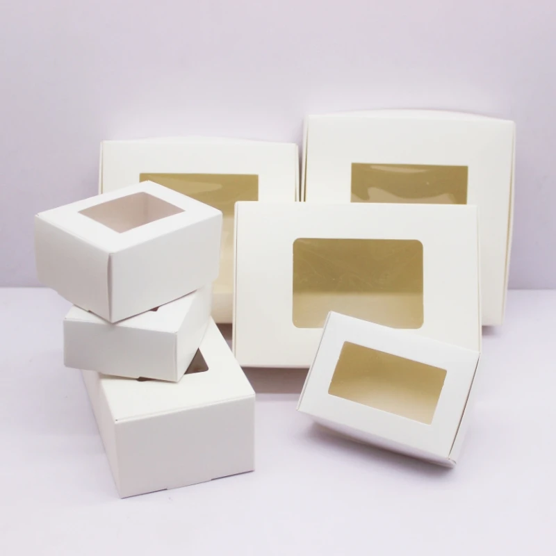 10 scatole di carta bianca/kraft di varie dimensioni, utilizzate per confezioni di caramelle regalo natalizie, confezioni di gioielli