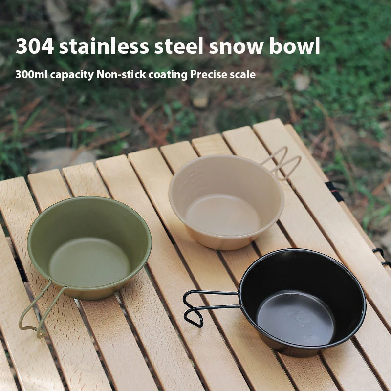 Outdoor Camping Camping Ktchenware Snow Bowl Stainless Steel 304 Handle Bowl Picnic Travel Instant Noodles Bibimbap Portable