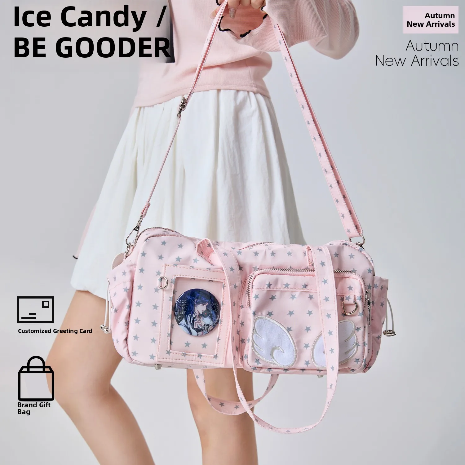

BEGOOER Korean Sle Star Print Pink Painful Bag Women's Small Crossbody oulder Bag Heart aped Casual Simple Leisure Bag