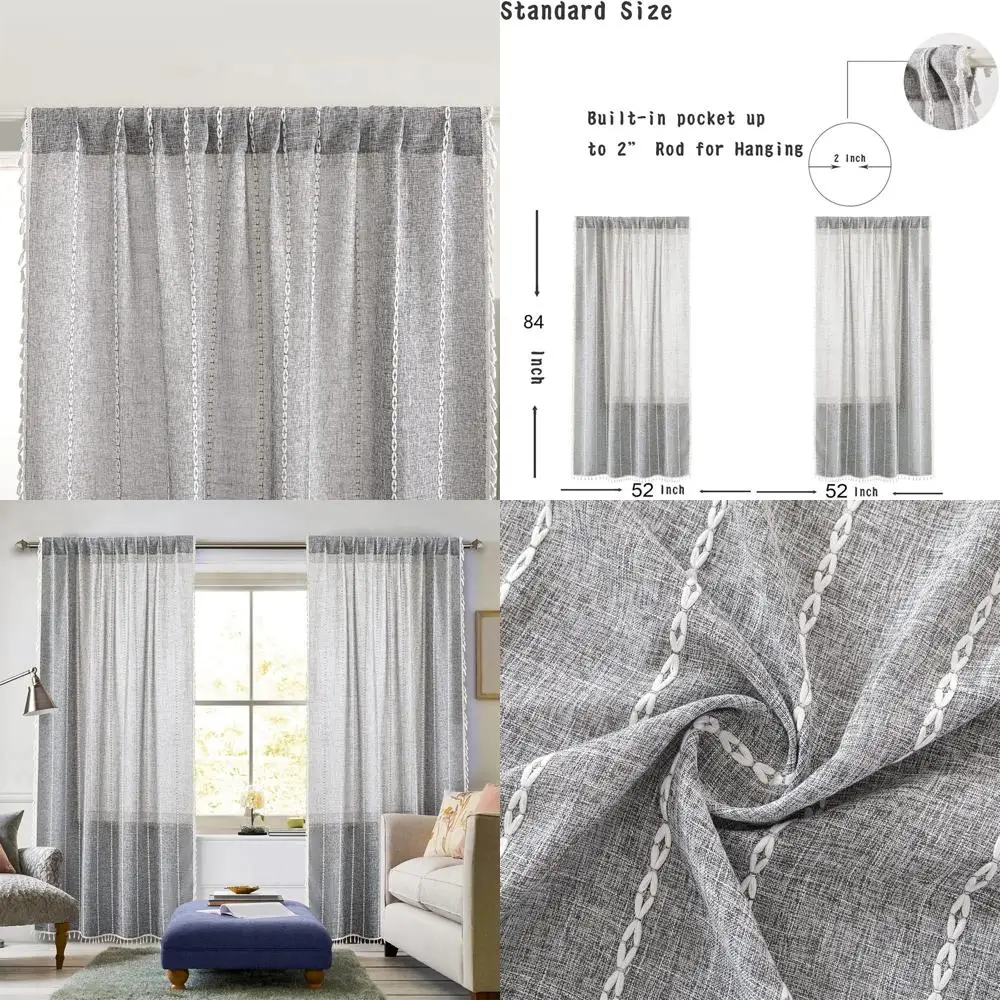 

Угольные богемные шторы для фермерского дома, длина 84, для спальни и гостиной, деревенский французский деревенский стиль с кисточками