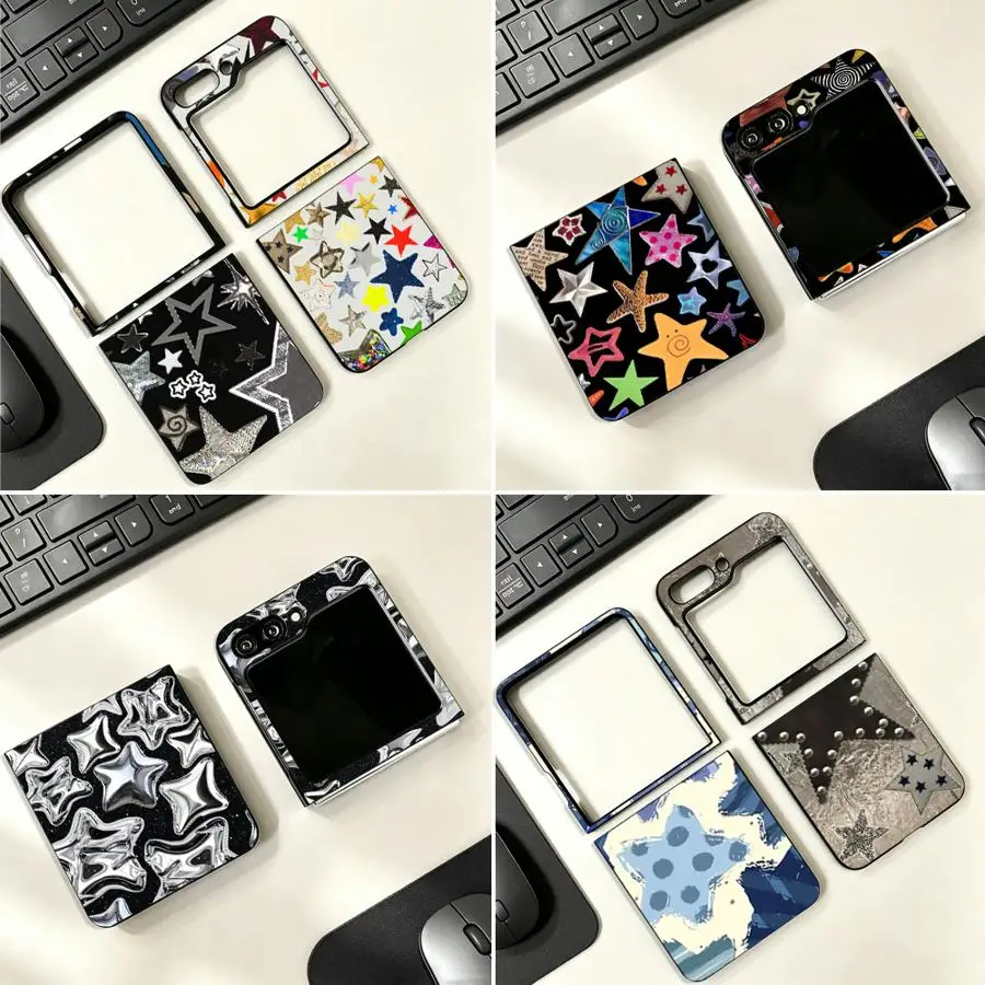 Phone Cover Case for Samsung Galaxy Z Flip 8 Z Flip6 Z Flip 7 6 5 4 Z Flip4 ZFlip8 ZFlip7 FE Z Flip5 Star Collage Colorful
