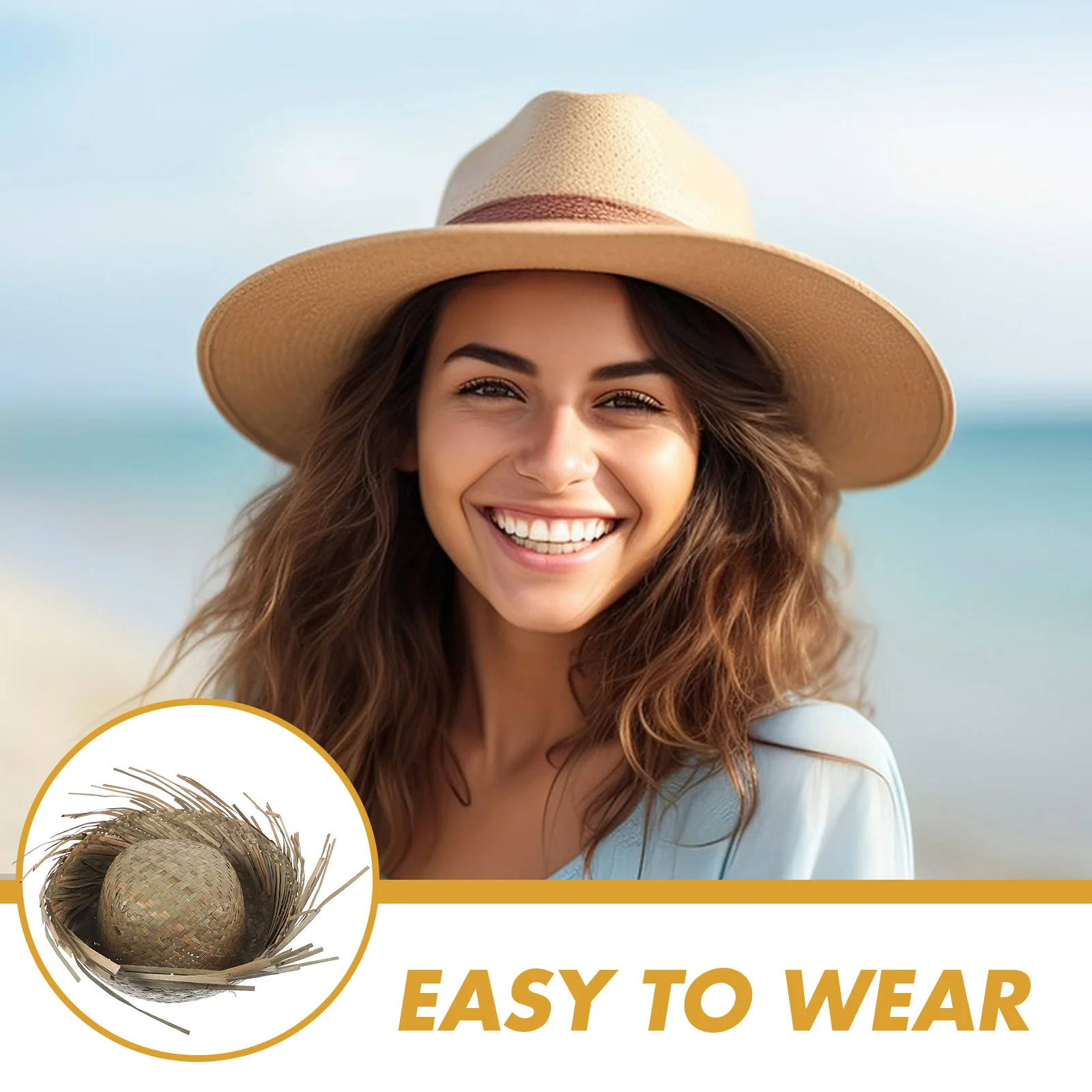 Straw Hats for Men Beach Womans Sun Protection Caps Hawaiian Accessories Banquet Women