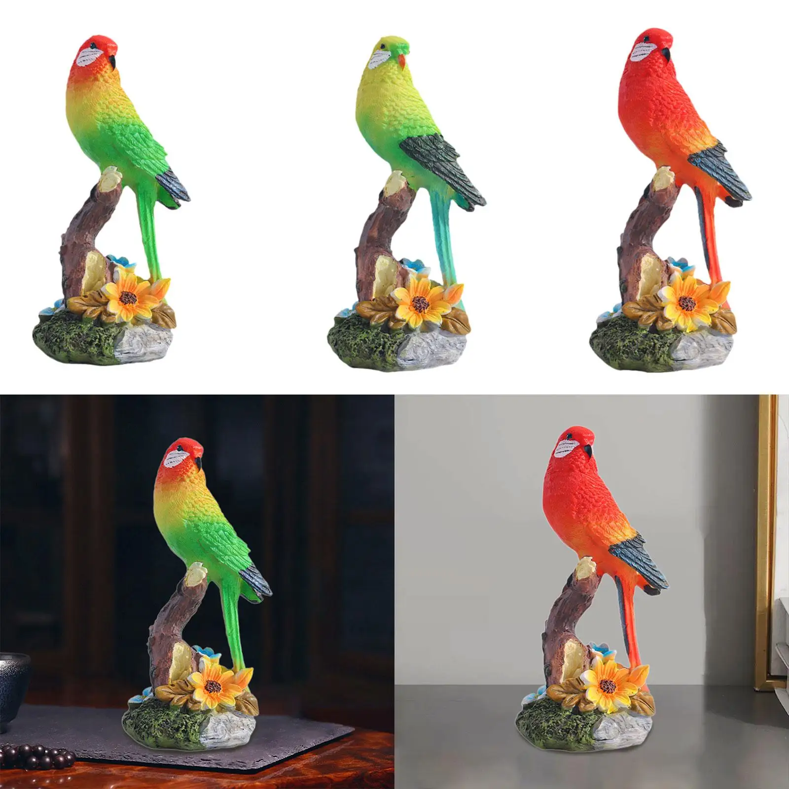 Bird Sculpture Figure Decoration Collectible Parrot Garden Statue Resin Figurine for Housewarming Porch Pond Planter Plant Pots