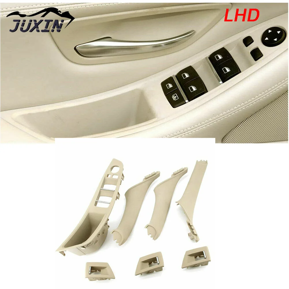 Inner Door Panel Handle Pull Trim Set Window Switch Armrest Pane Fit For BMW 5 Series F10 F11 Rice White 51417225879 LHD