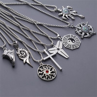 Ninja Compass Necklace Black Cross Key Pendant New Red Sun Fashion Charm Eight Diagrams Jewelry For Men Women Gifts