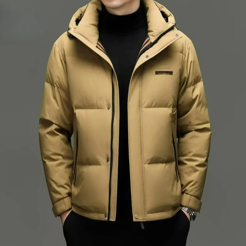 

2025 Men Down Jacket Hooded Outdoors Working Lightweight Down Coat Stylish City Design Thickened Warm Winter Quilted Jackets