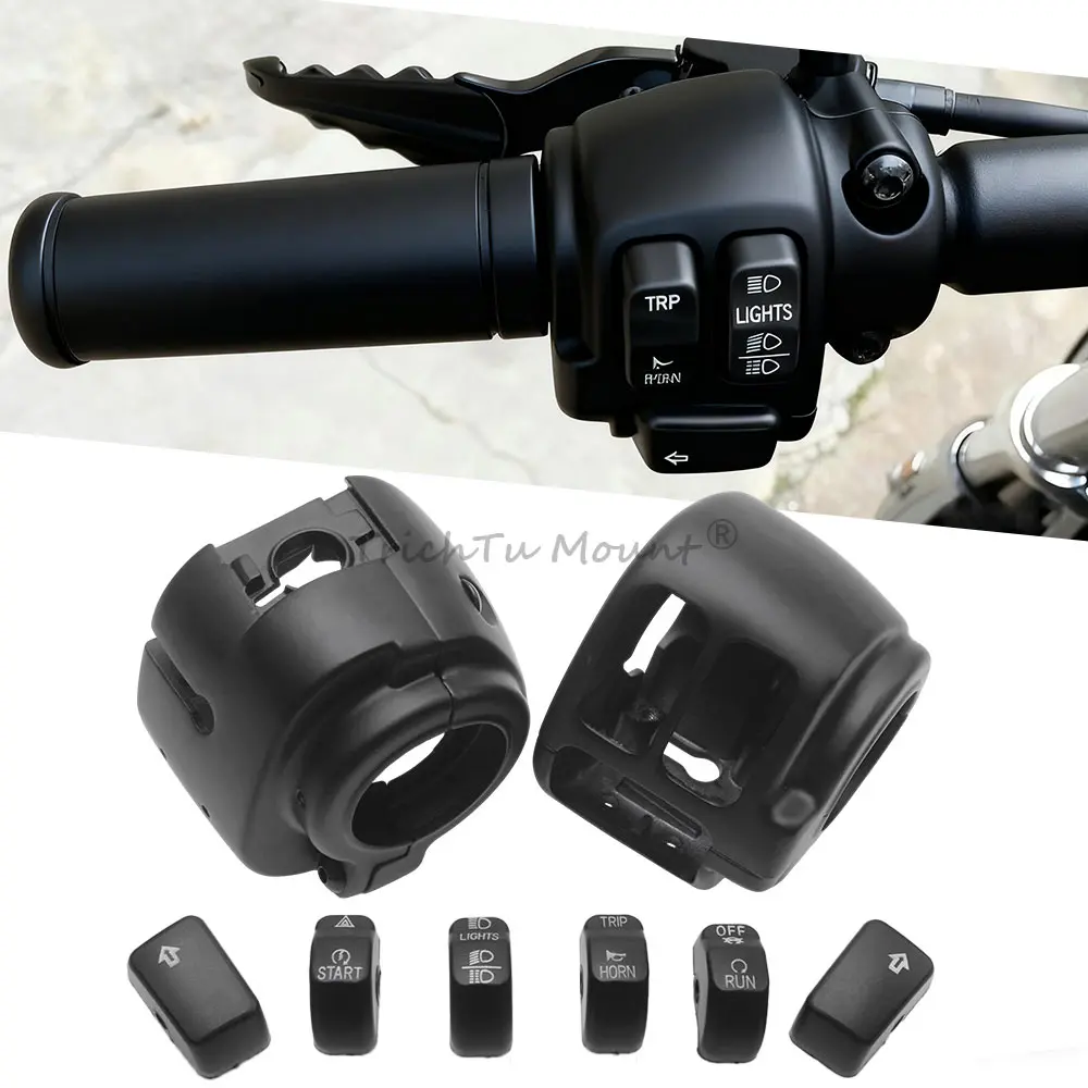 

Handlebar Control Switch Cap Switch Button Caps Kits For Harley Softail Sportster Rocker Dyna 2011-2022 High Quality Abs Black