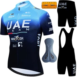 Cycling Clothes Man Summer 2024 UAE Bib Tricuta Jersey Pro Team Bike Clothing Men's Suit for Bicycle Road Uniform Laser Cut Mtb