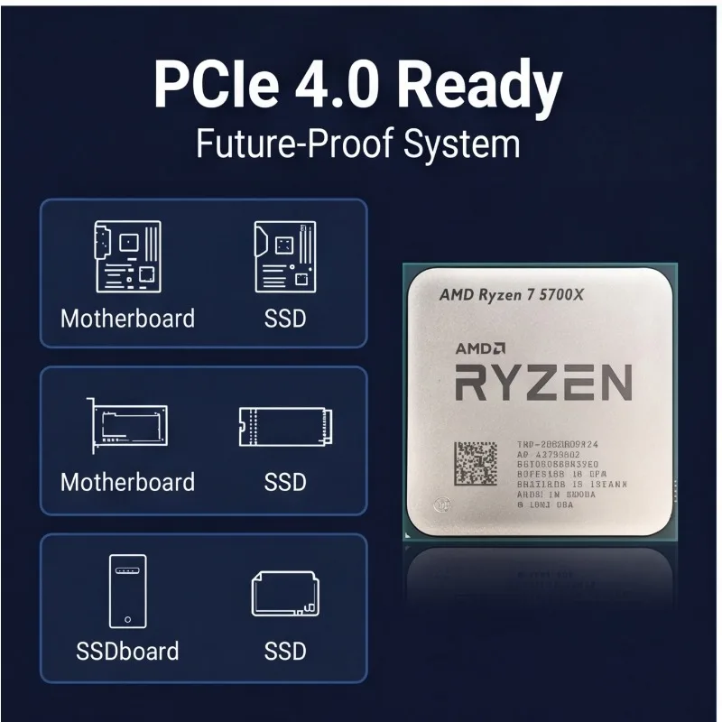 Socket AM4 Desktop CPU AMD R7 5700X 3.4GHz-4.6GHz Frequency 7nm Process 65W Processor Without Heatsink view 4