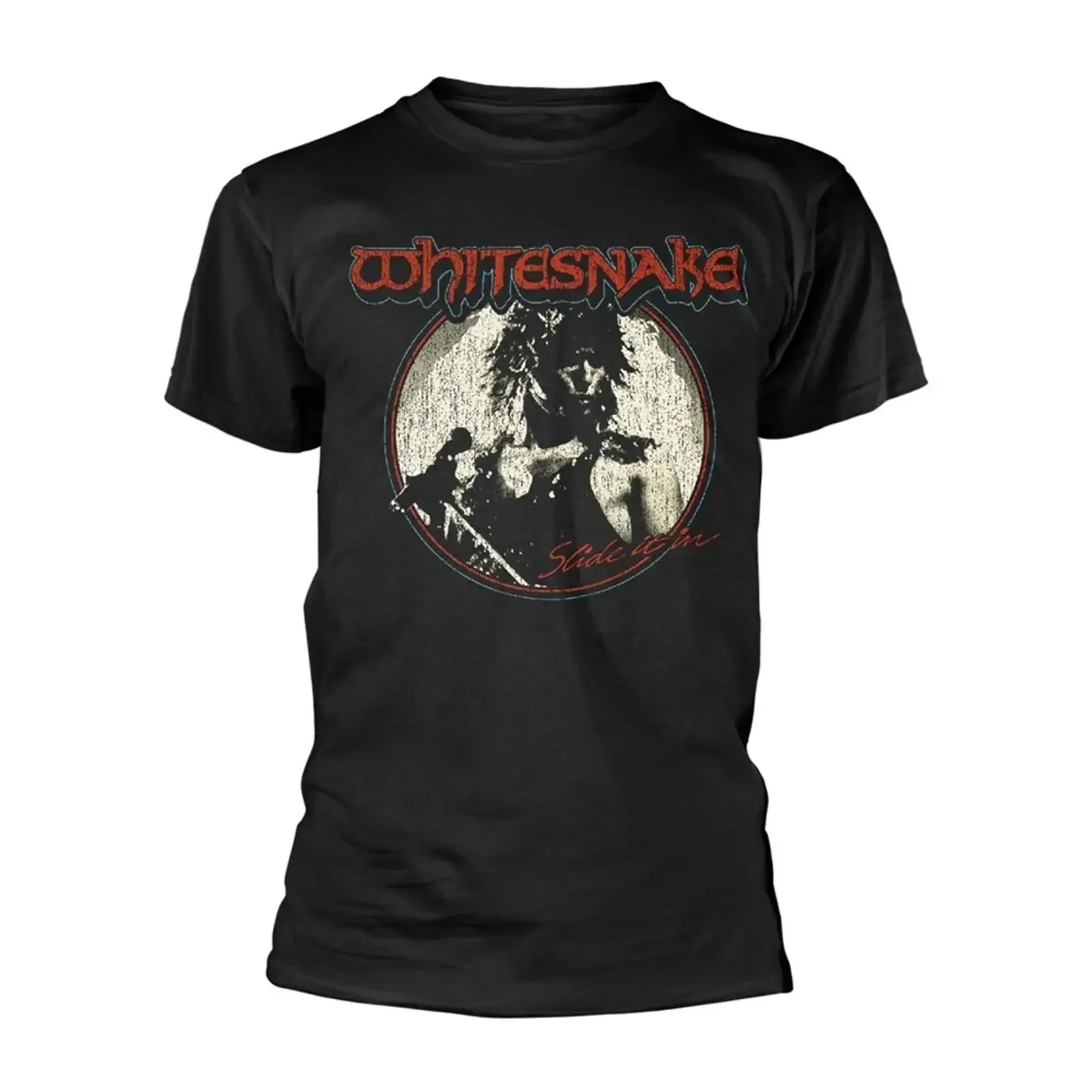 T-shirt noir WHITESNAKE SLIDE, grande taille, style vintage, vêtements de créateur, unisexe, légèrement tendance, respirant, décontracté
