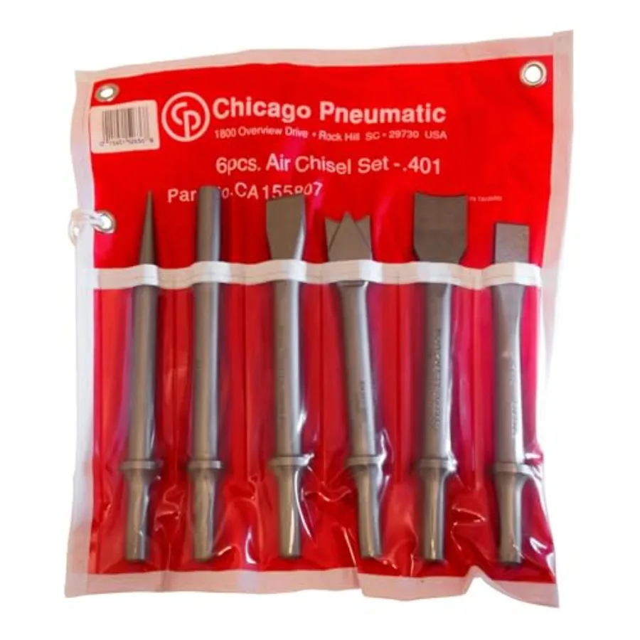 

CA155807 - Chisel Kit - Rivet Cutter, Twin Blade Cutter, Cold Chisel, Straight Punch, Tapered Punch and Spot Weld Splitter - 0.