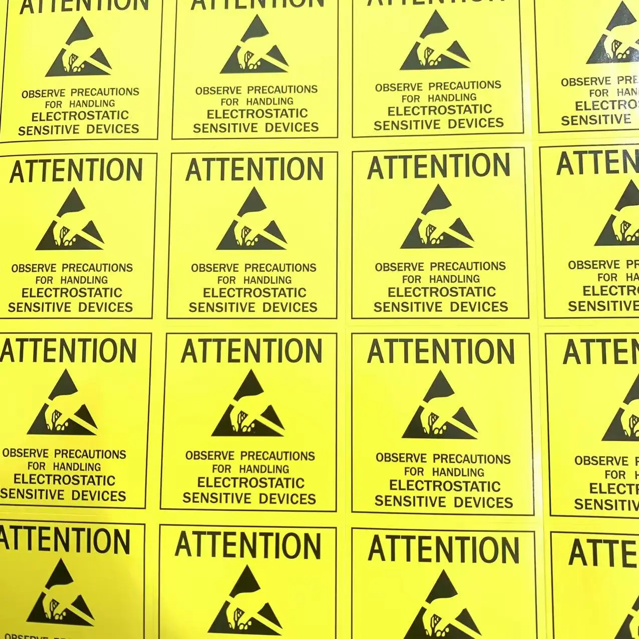 4.8*4.8cm ATTENTION Sticker Adhesive Label for ESD Anti Static Sensitive Device Electronic Shielding Anti-Static Party Packing