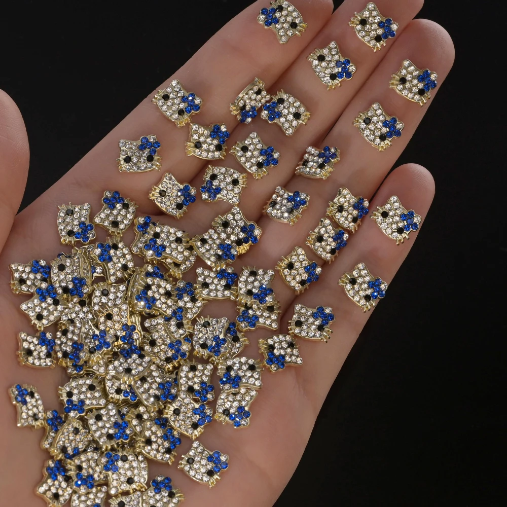 30個入り 3Dミックス ハローキティ クリスタルラインストーン ネイルチャーム 漫画キティ猫ヘッド ダイヤモンド 高級ネイルジェム マニキュアデコレーション