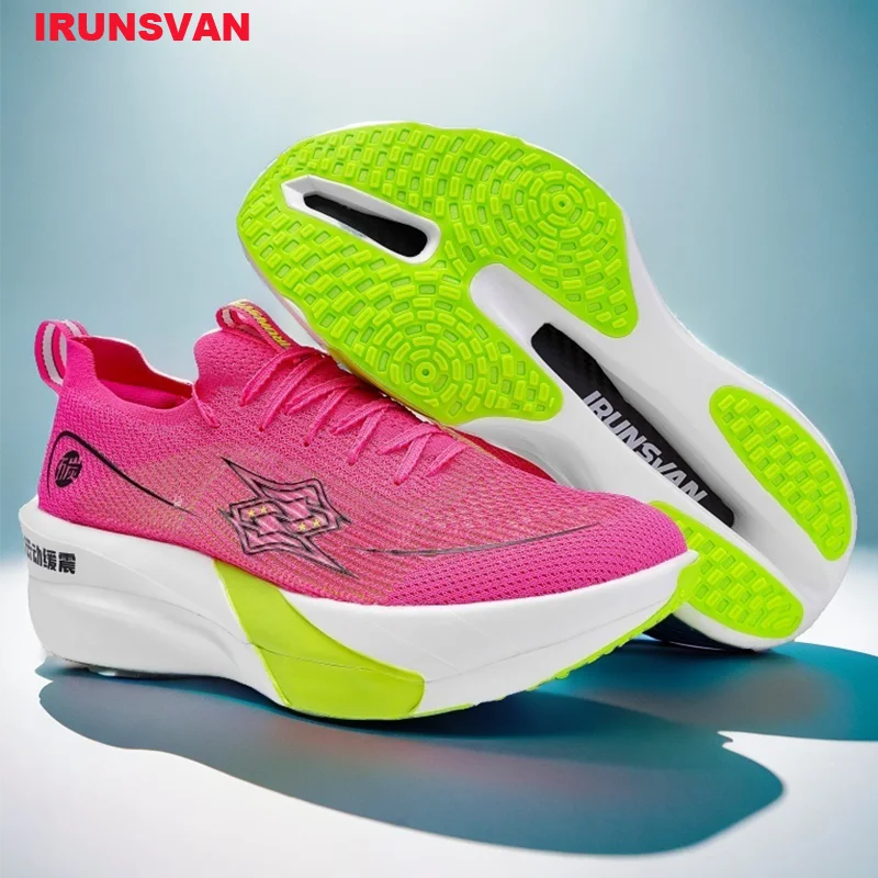 

IRUNSVAN Карбоновая пластина Marathon Мужская тренировочная обувь Амортизирующая противоскользящая дышащая женская спортивная обувь с сеткой