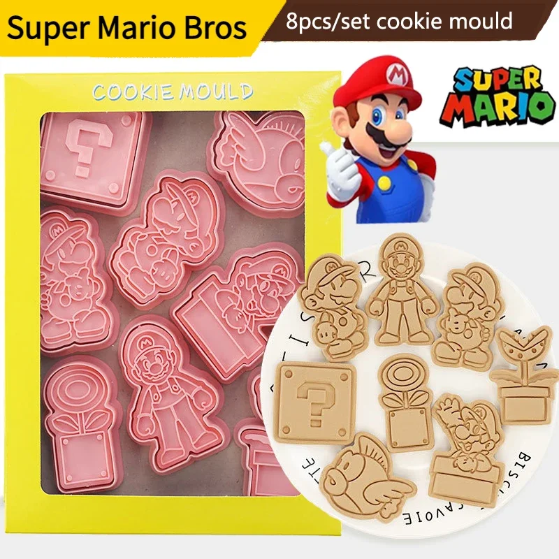 

8pcs/ Set Super Mario Cookie Molds 3D Cartoon Baking Cookies Plastic Diy Pastry Decoration Kitchen Tools Christmas Gift Toys