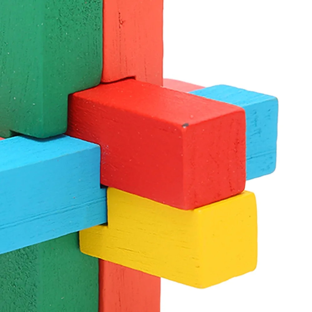 Classic 6 In 1 Brain Puzzle Wooden Interlocking Structure Interlocking Puzzle Toy Lock Mechanism Brain Teaser Game For Adults