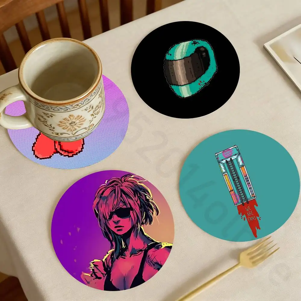 

H-hotline miami Wooden Coaster Set Coffee Teacup Decoration Coffee Shop Beverage Shop Family Restaurant