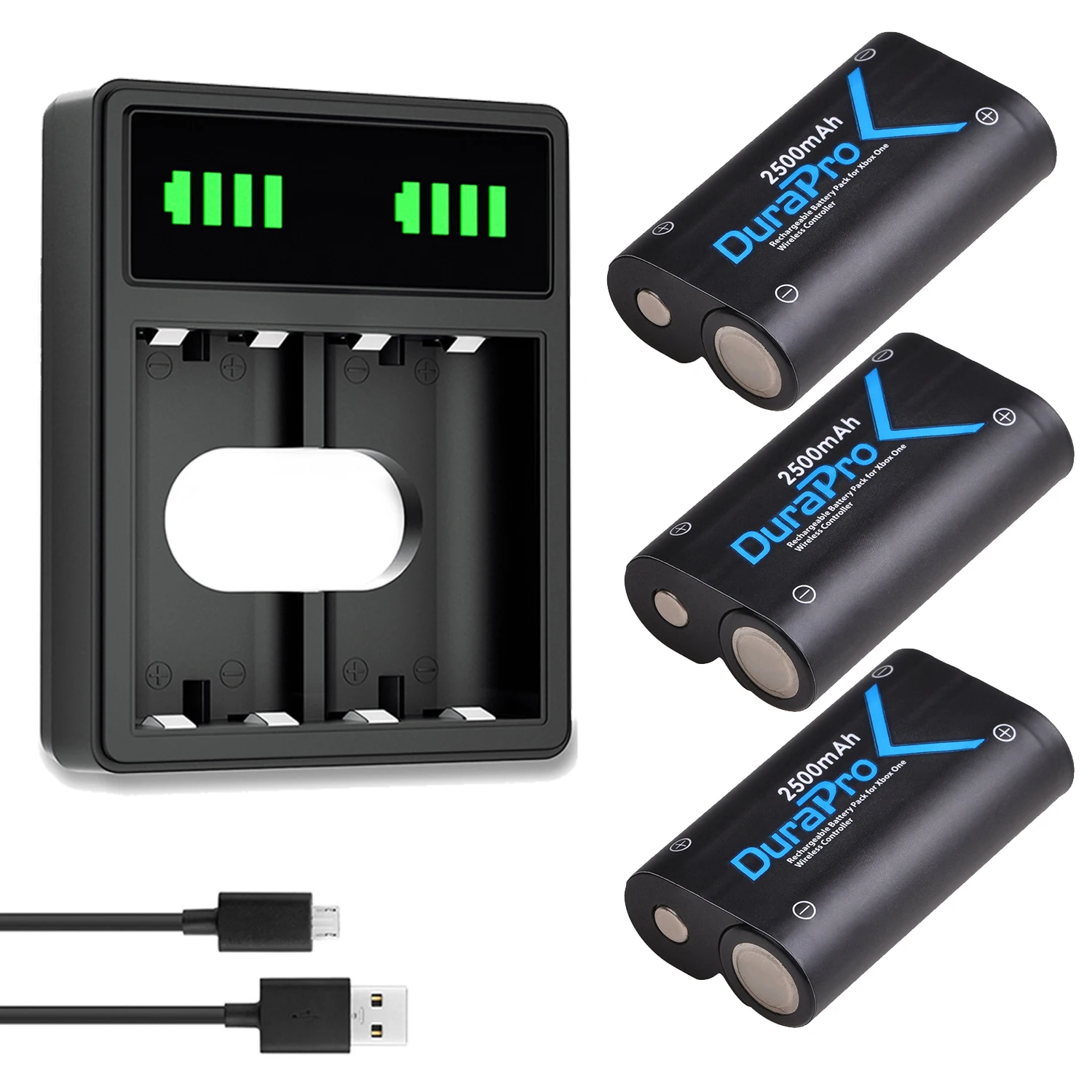 DuraPro 3 шт. батарея для Xbox One / Xbox One S / Xbox One X /Xbox One Elite Беспроводная контроллеры геймпады + светодиодный USB зарядное устройство