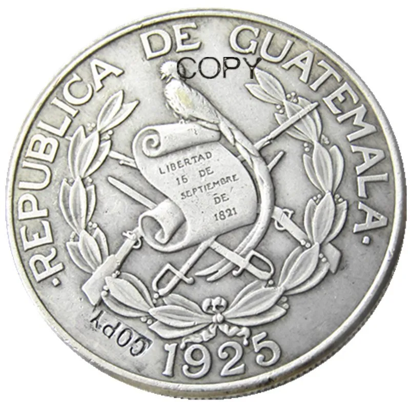 Guatemala 1925 1/2 Quetzal Silver Plated Copy Coin