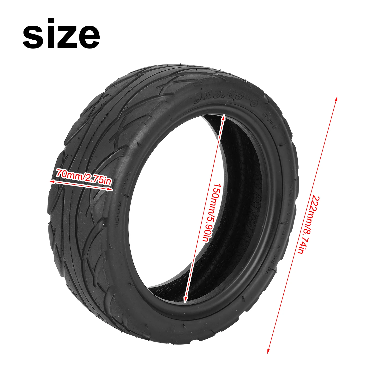 

Rubber Tyre Tubeless Tire 9*3.0-6 9x3.00-6 Bicycle Accessories Black Color Vacuum Tyre Cycling Supplies E-bike