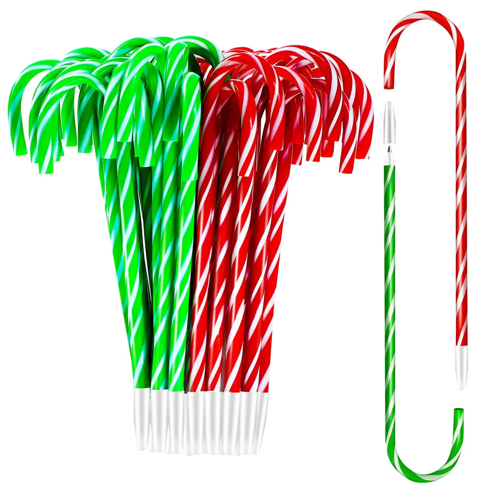 12 stücke Kunststoff Weihnachten Zuckerstange Geformt Kugelschreiber Urlaub Geschenk Schreiben Werkzeuge Büro Liefert Set – Detail 1